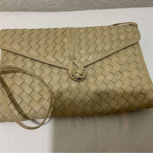 Morris Moskowitz vintage leather woven envelope clutch/shoulder genuine  reptile - Picture 1 of 10